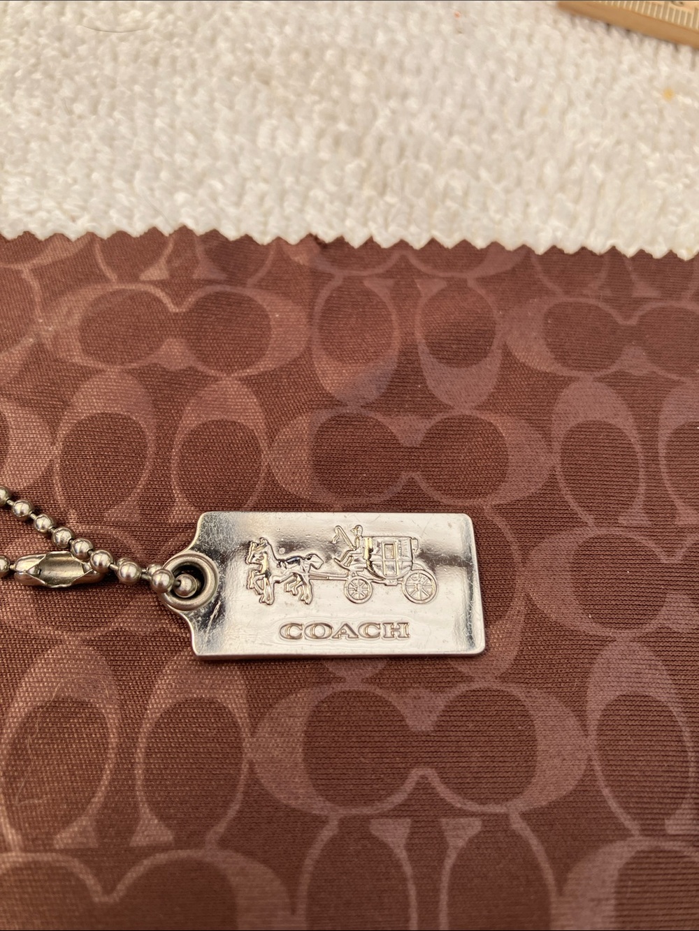 Coach 2012 Small Silver Horse & Carriage Hang Tag 1" x 3/4"